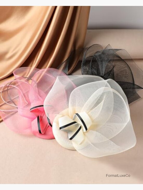 Tea Party Fascinator Hat with Metal Clip & Headband main image 5